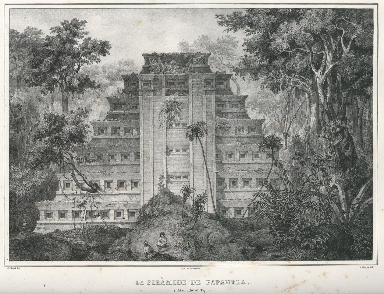 Papantla, Meksika piramidi. by Frederic Mialhe