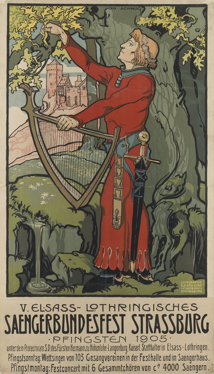 Saengerbundesfest şarkıcı festivali Strazburg, 1905. by Léo Schnug