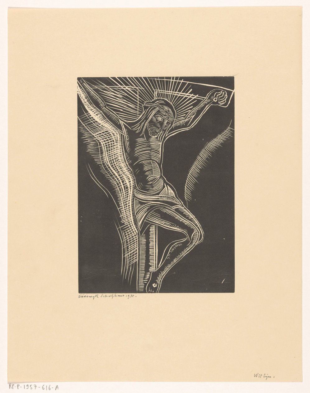 İsa çarmıhta by Lodewijk Schelfhout (signed by artist)