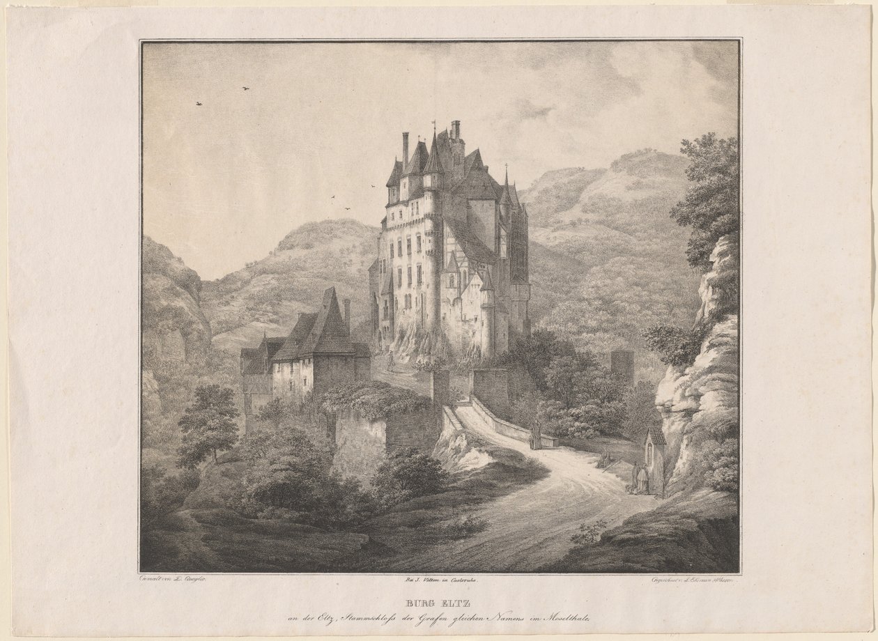 Eltz Kalesi by Lorenz Ekemann Allesson, after Domenico Quaglio