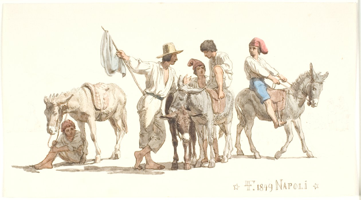 İtalyanlar eşeğe biniyor by Lorenz Frølich