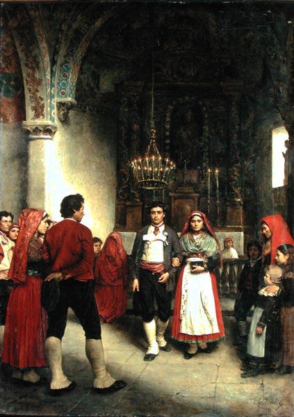 1881 ಟರ್ಕ್‌ನ ಲಾರುನ್ಸ್‌ನಲ್ಲಿ ಮದುವೆ by Louis Capdevielle