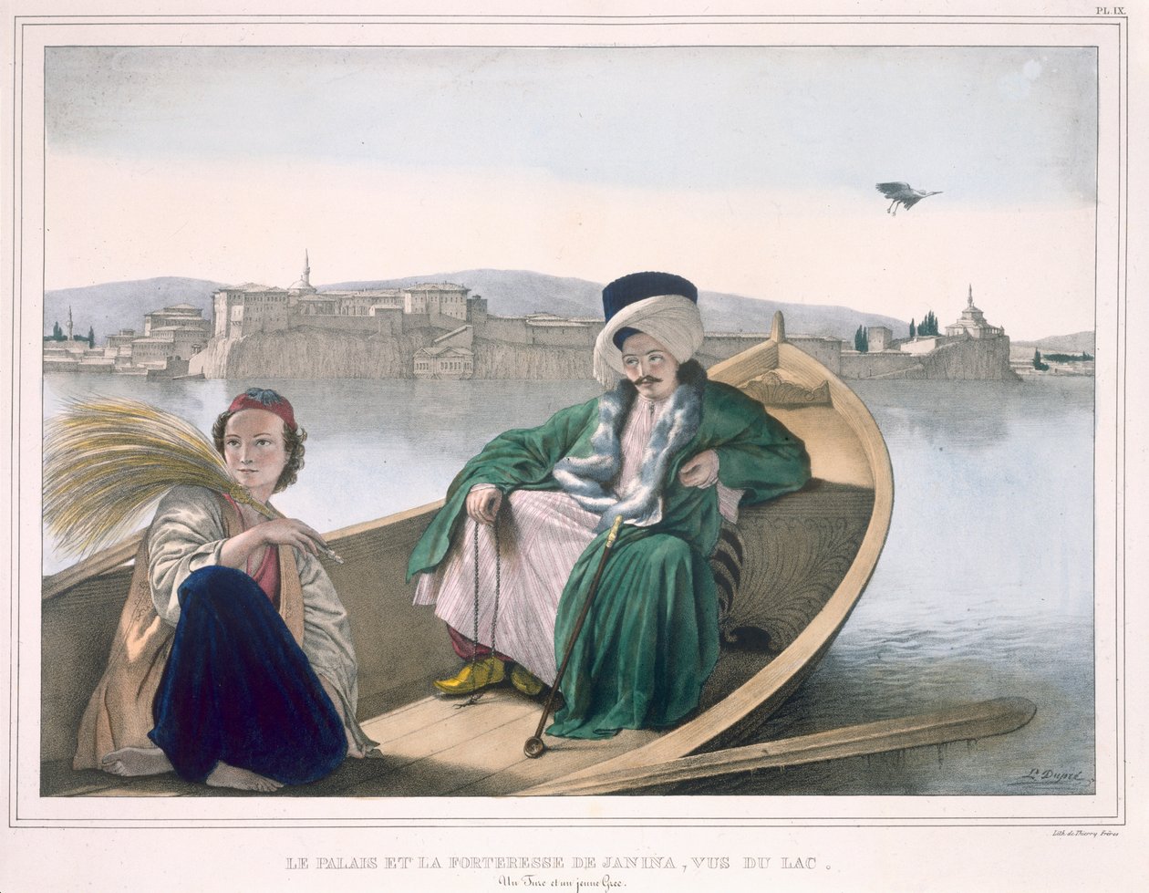 Thierry Brothers tarafından oyulmuş, gölden görülen Janina sarayı ve kalesi by Louis Dupré