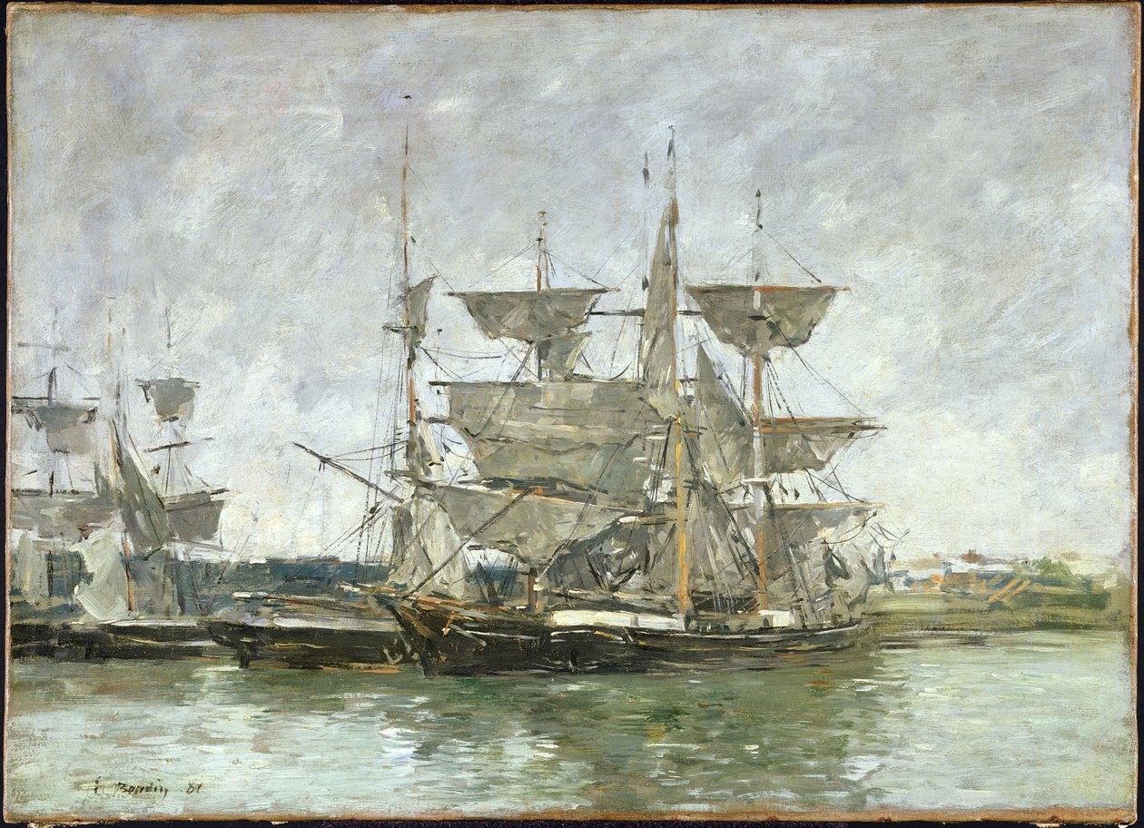Limandaki Tekneler, Deauville, 1881 by Eugene Louis Boudin