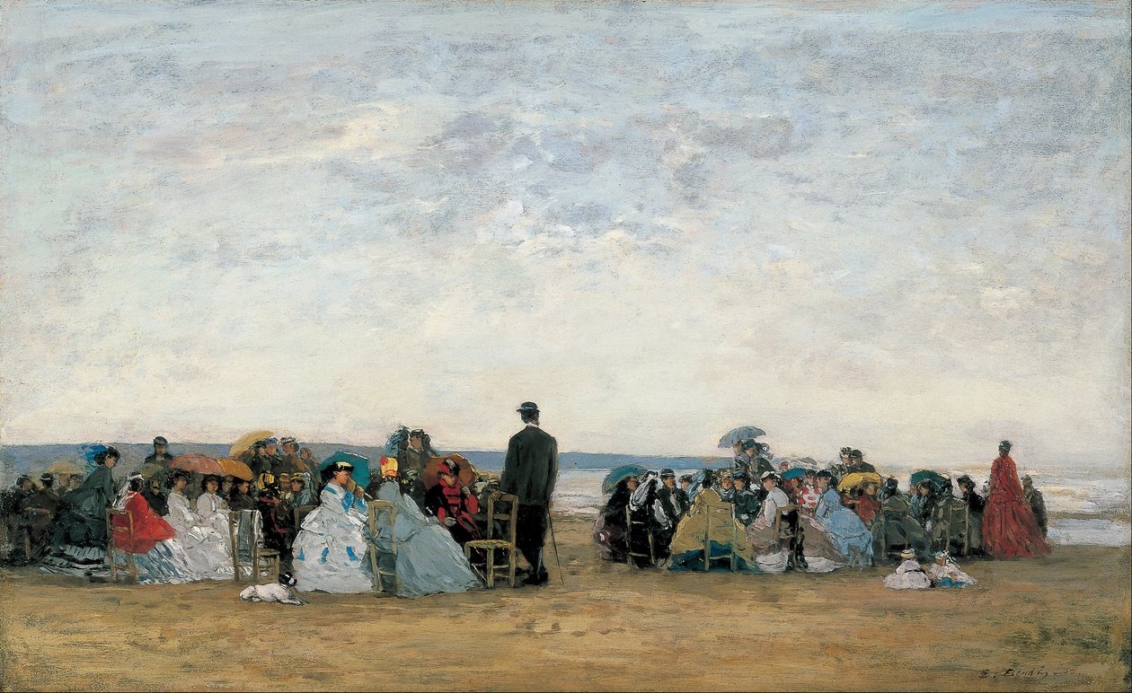 Trouville yakınlarındaki plaj by Eugene Louis Boudin