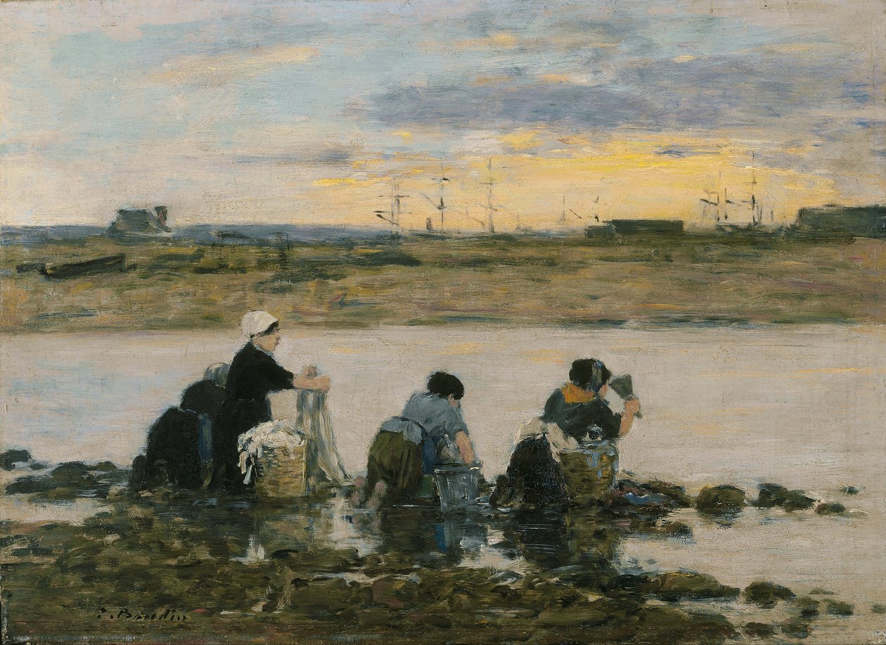 Nehir kenarındaki çamaşırcı kadınlar by Eugene Louis Boudin
