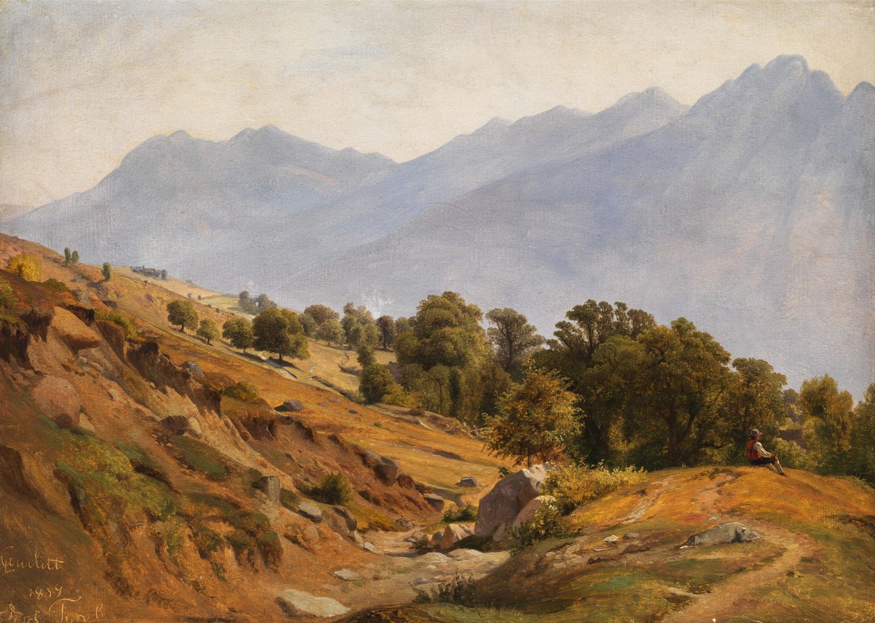 Gebirgslandschaft der Gegend von Dorf Tirol by Louis Gurlitt