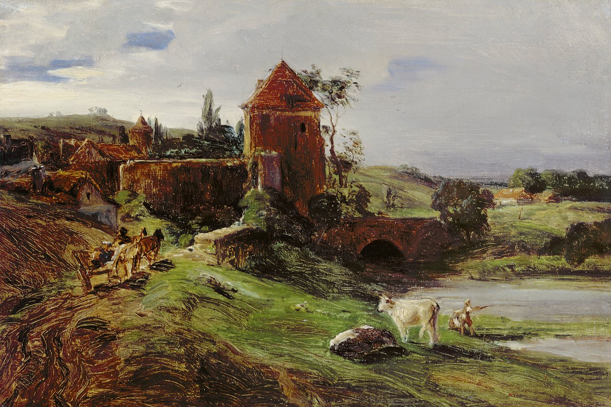 Landsberg an der Warthe yakınlarındaki bir Köprü ile manzara by Louis Kolitz