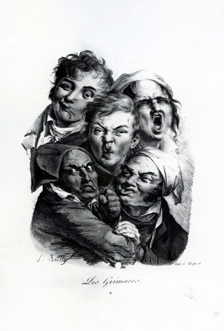 Les Grimaces, c.1823 (lithograph) by Louis Leopold Boilly
