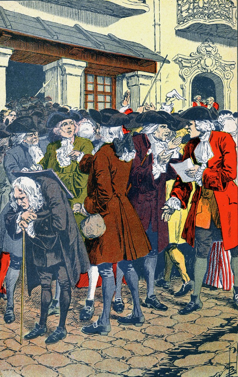 Hukuk Bankası önünde kalabalık by Louis Charles Bombled