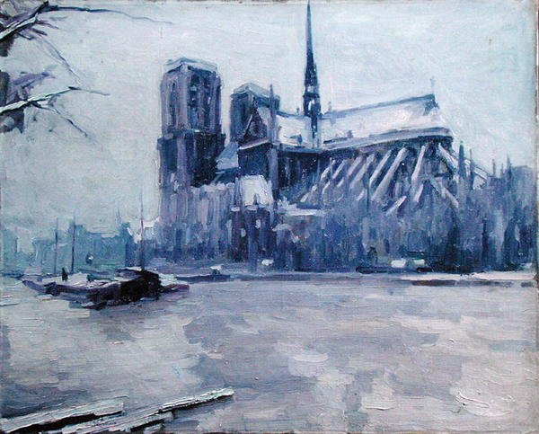 Sel sırasında Notre-Dame by Louis Degallaix