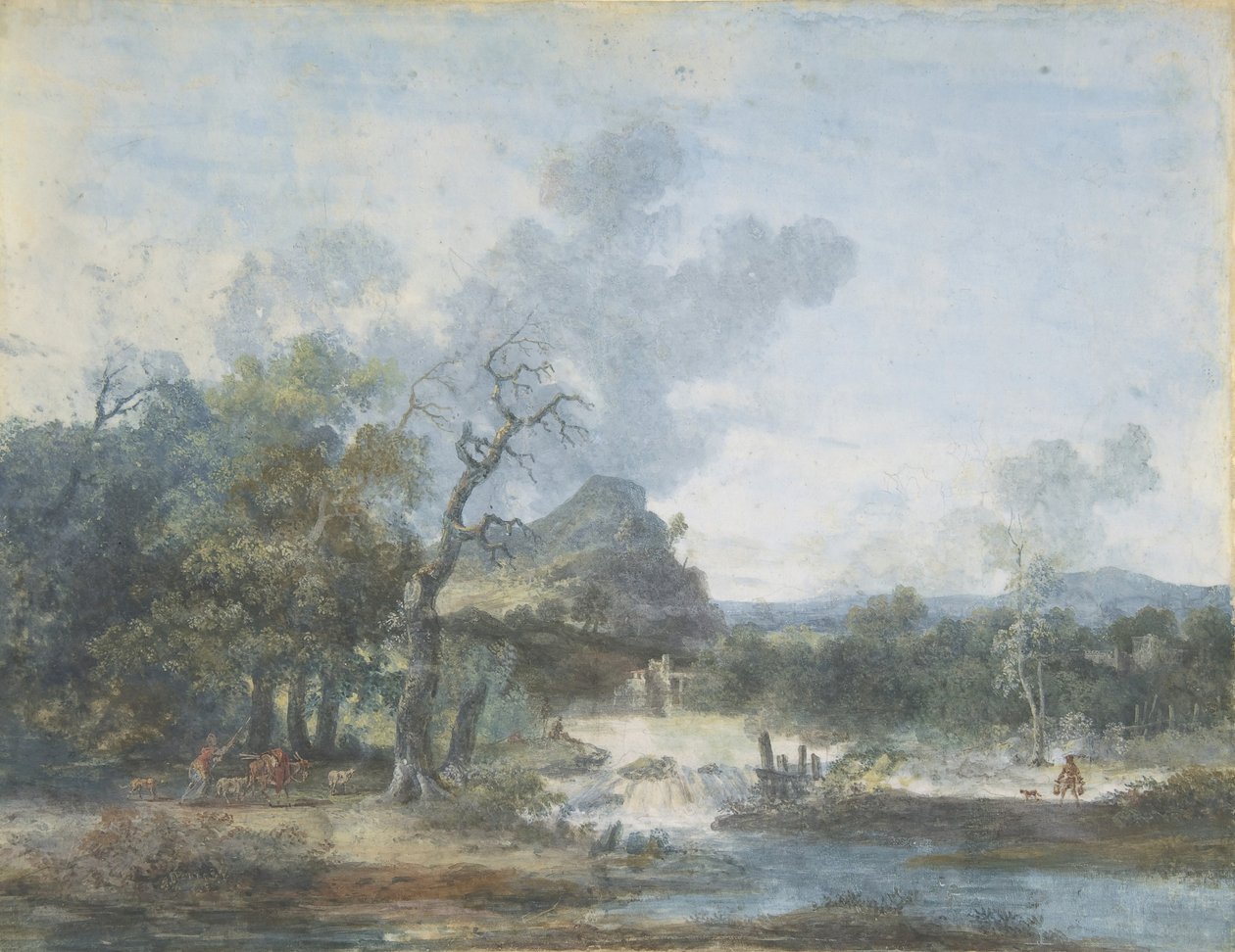 Bir Şelalenin Yanındaki Çoban, n.d. by Louis Gabriel Moreau