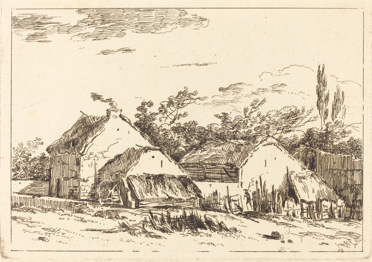 iki ahır by Louis Gabriel Moreau the Elder