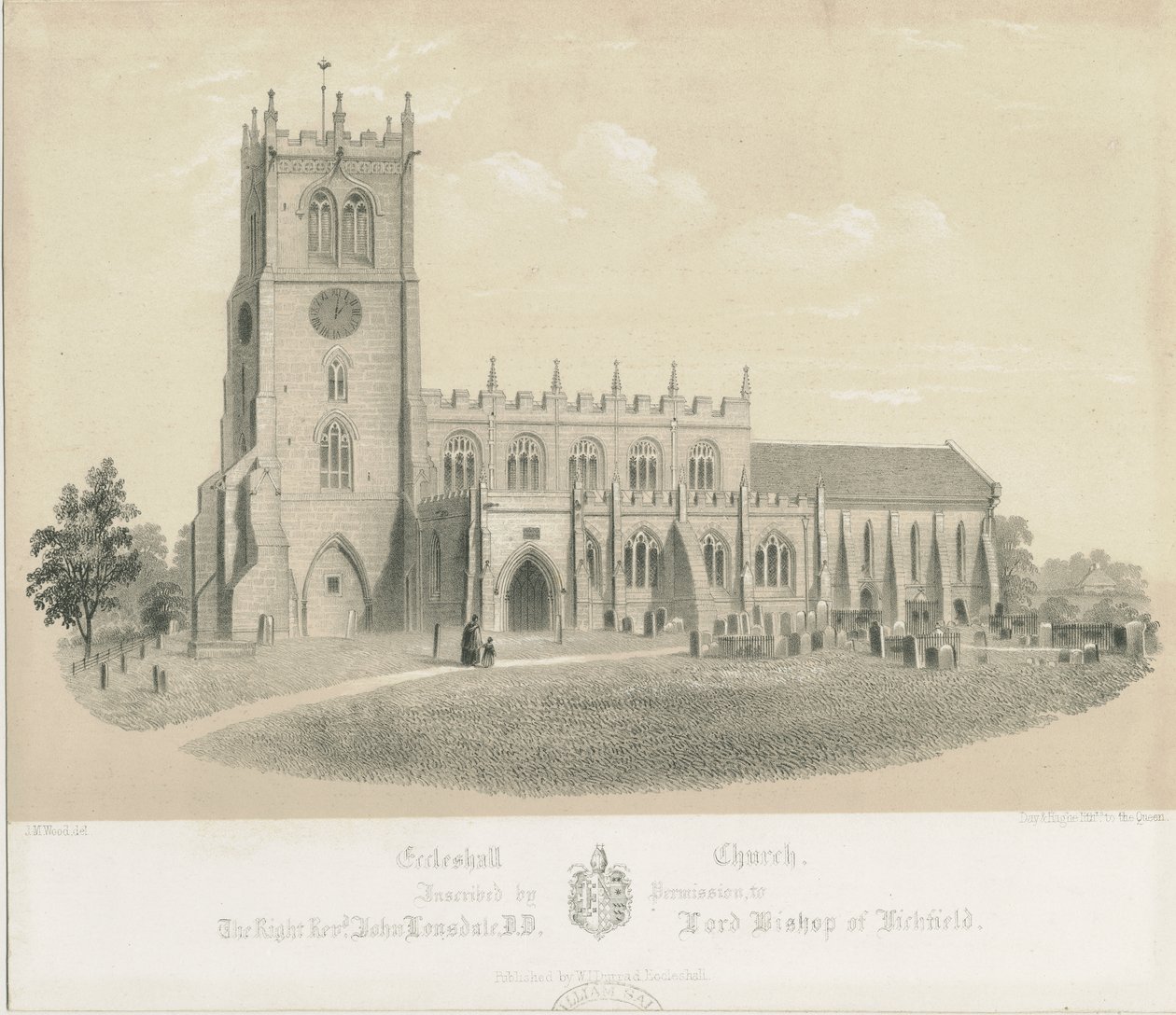 Eccleshall Kilisesi: litografi, nd [c 1840] (baskı) by Louis Haghe