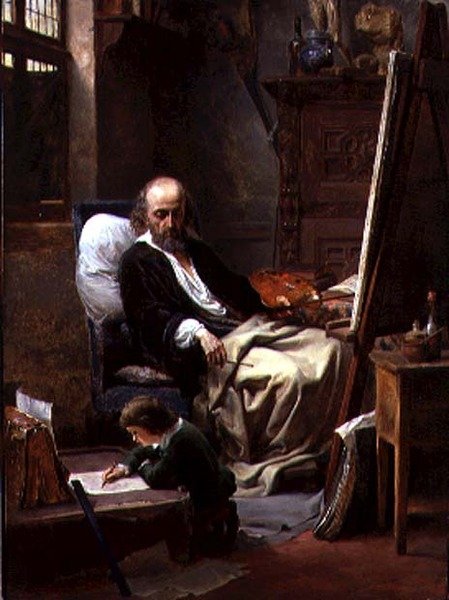 Genç Sanatçı (tuval üzerine yağlı boya) by Louis Haghe