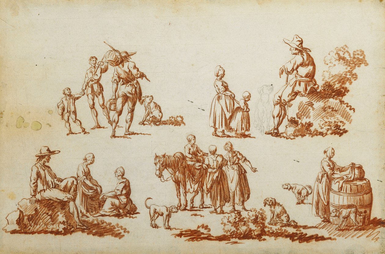 Figür ve Hayvan Çalışmaları, by Francois Louis Joseph Watteau