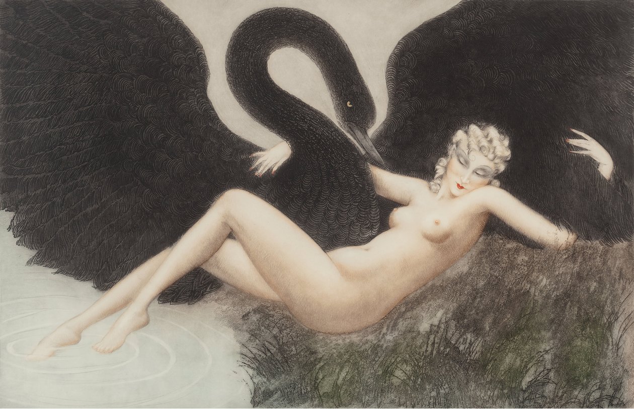 Leda ve Kuğu, 1934. by Louis Justin Laurent Icart