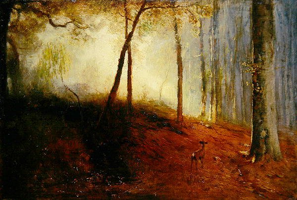 Ahşapta Geyik (panelde yağ) by Louis Kolitz