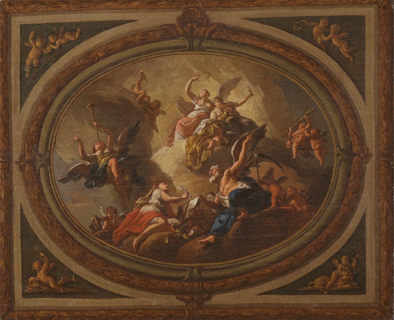 Oval bir tavan için eskiz by Louis Laguerre
