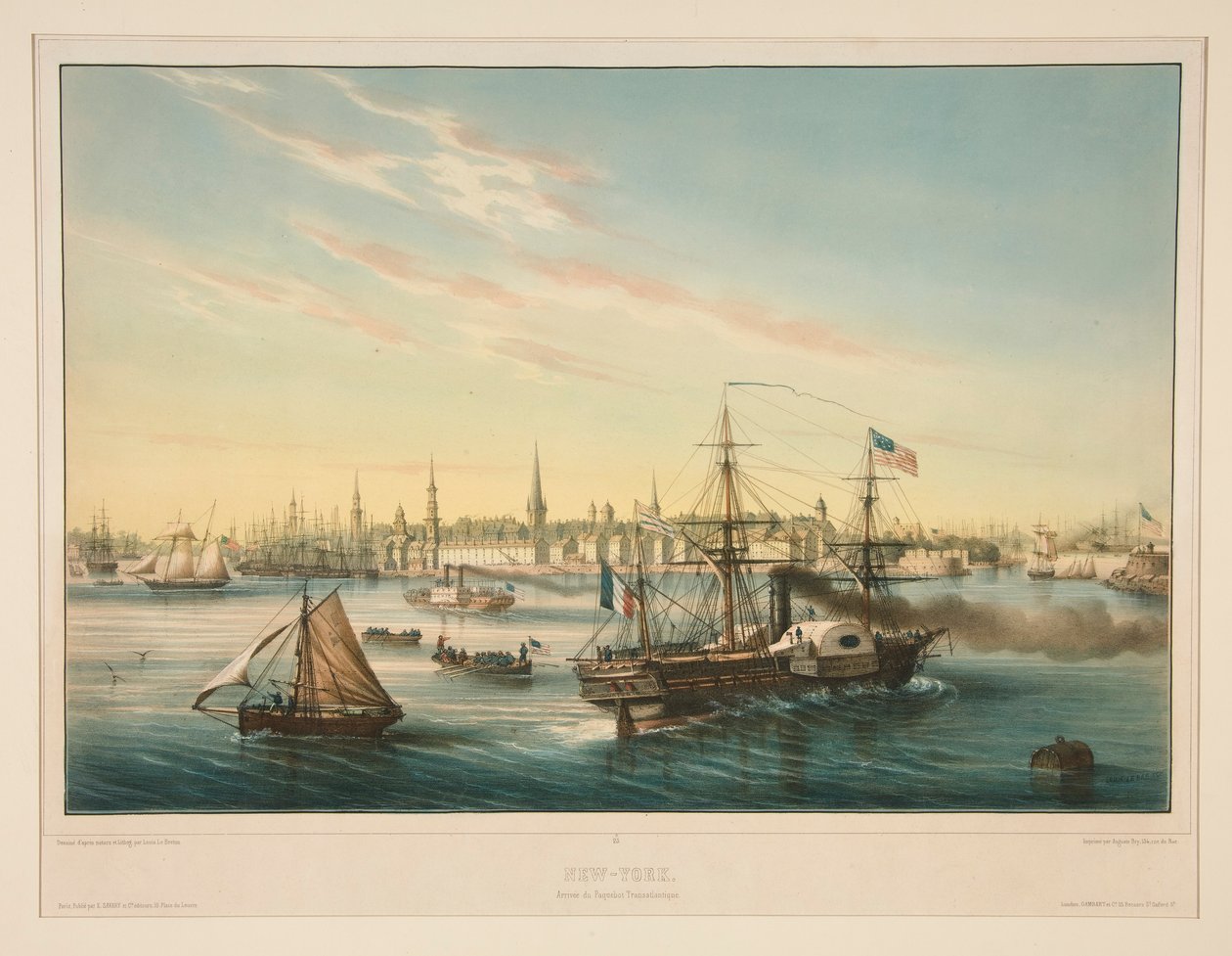 New York. Transatlantik Vapurunun Gelişi. by Louis Le Breton