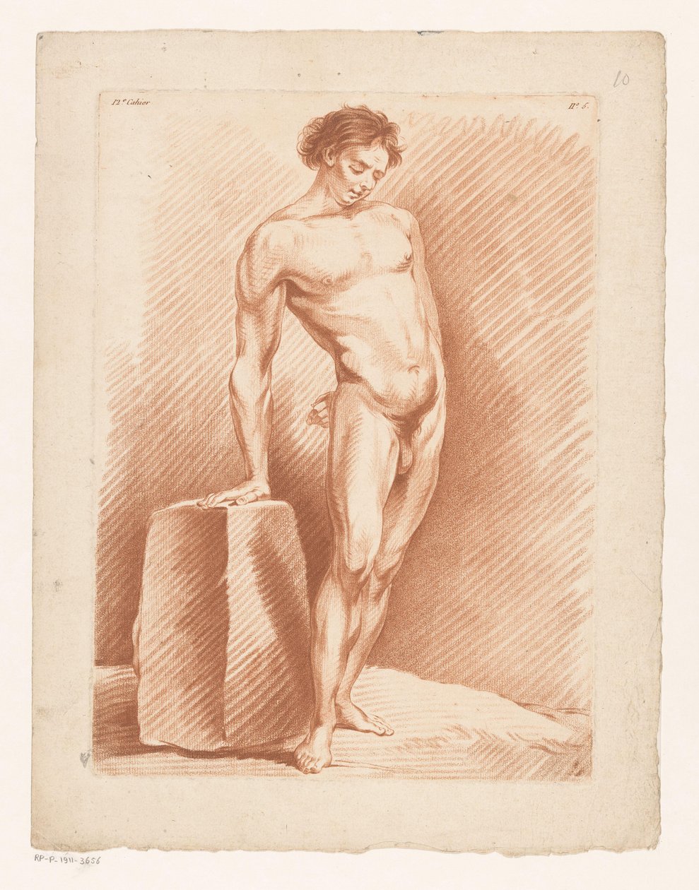 Erkek çıplak bir bloğun yanında by Louis Marin Bonnet (possibly)