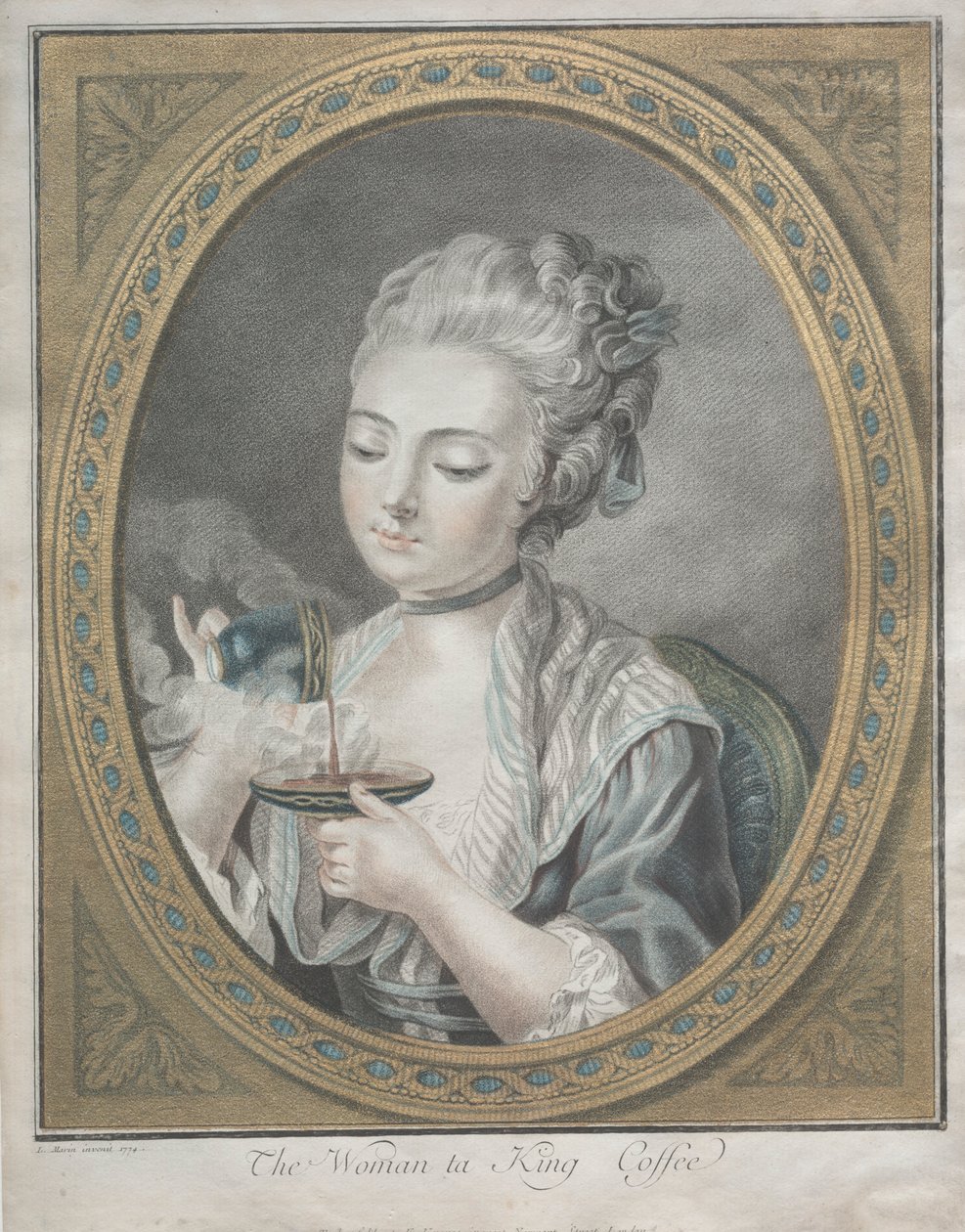 Kahve İçen Kadın, 1774. by Louis Marin Bonnet