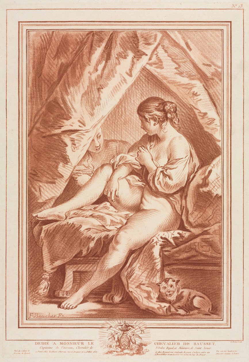 Yatakta Oturan Genç Kadın by Louis Marin Bonnet