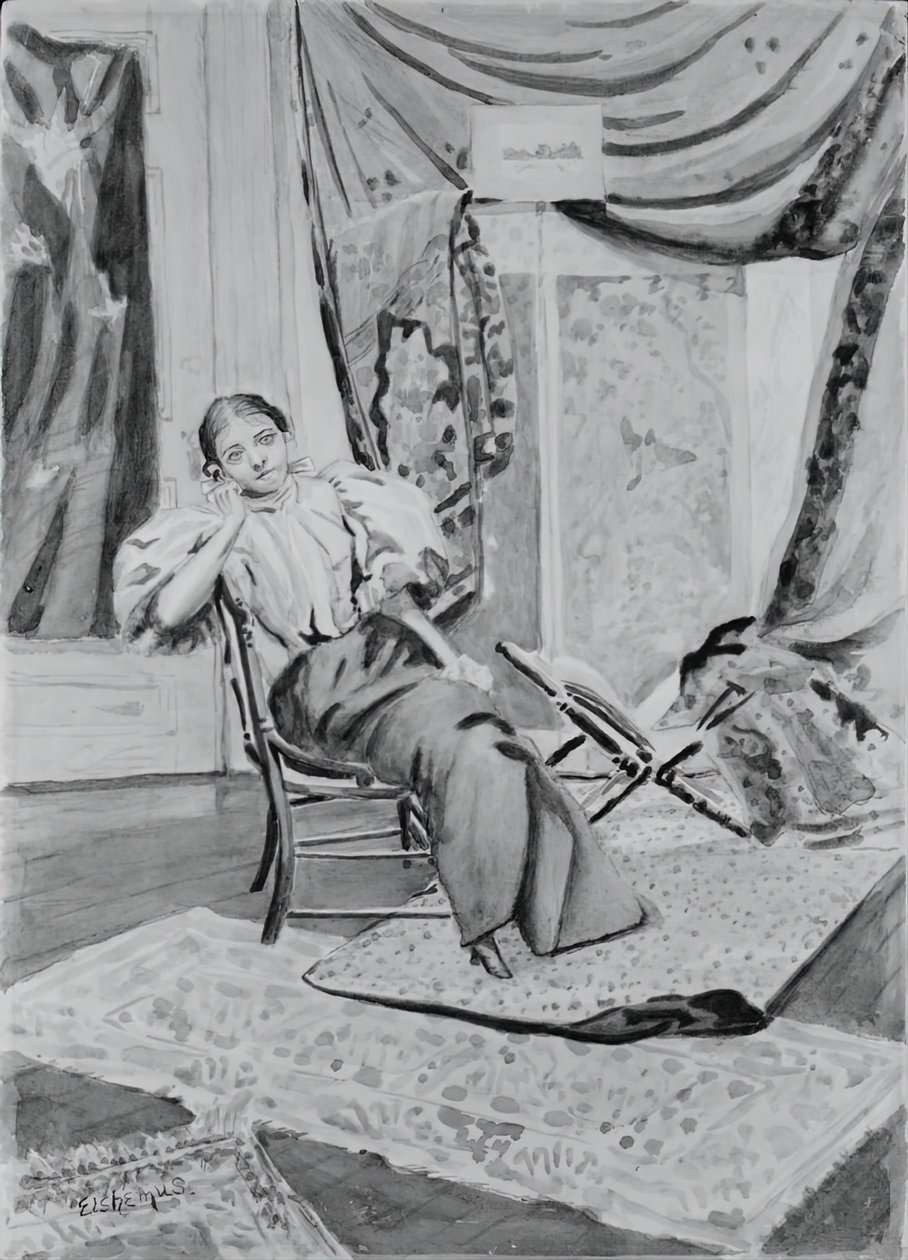 Sandalyedeki Kız, c. 1891. by Louis Michel Eilshemius