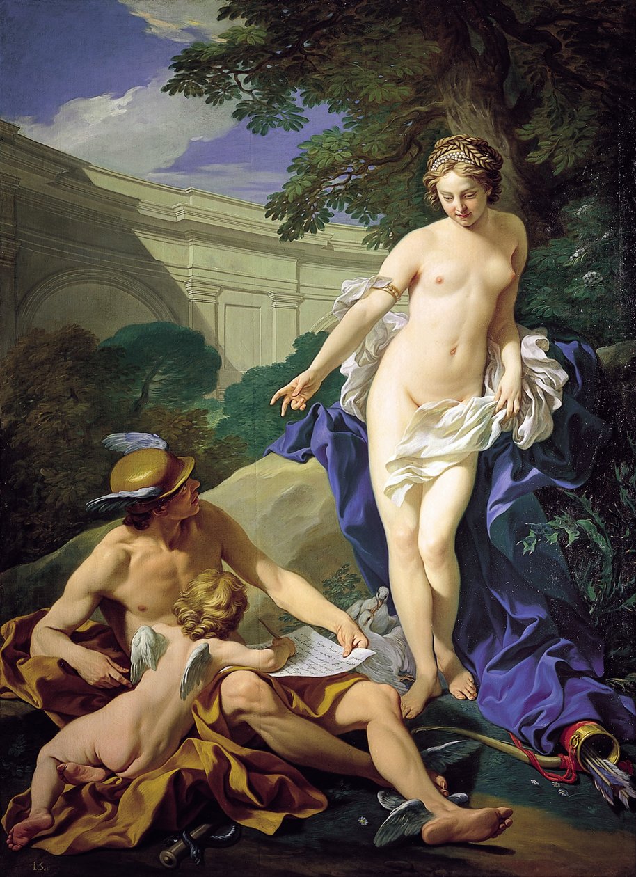 Merkür ve Aşk Tanrısı ile Venüs by Louis Michel van Loo