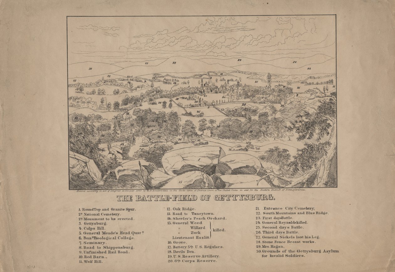 Gettysburg Savaş Alanı, c.1867 by Louis N. Rosenthal