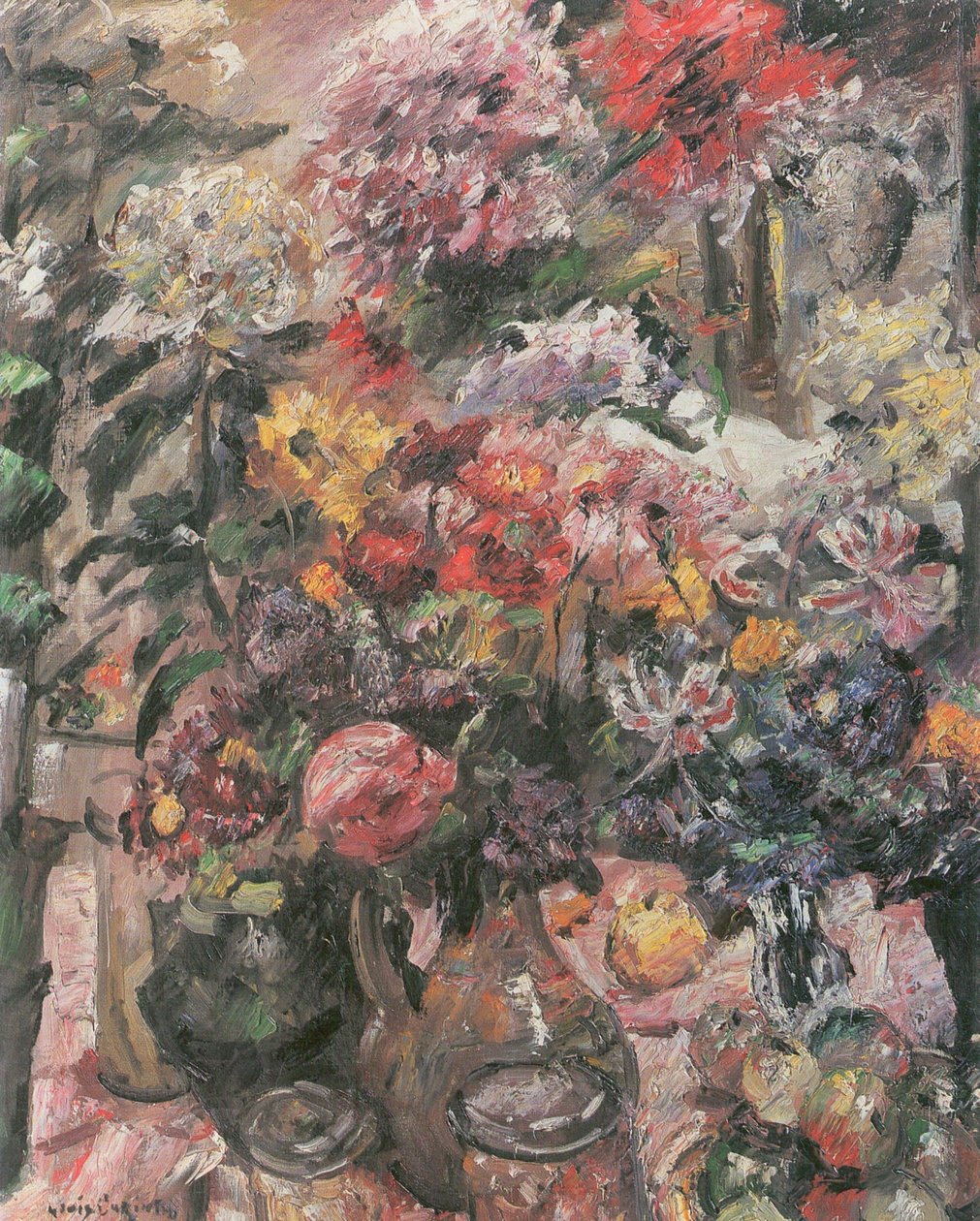 Krizantem ve nergis zambağı ile natürmort by Lovis Corinth