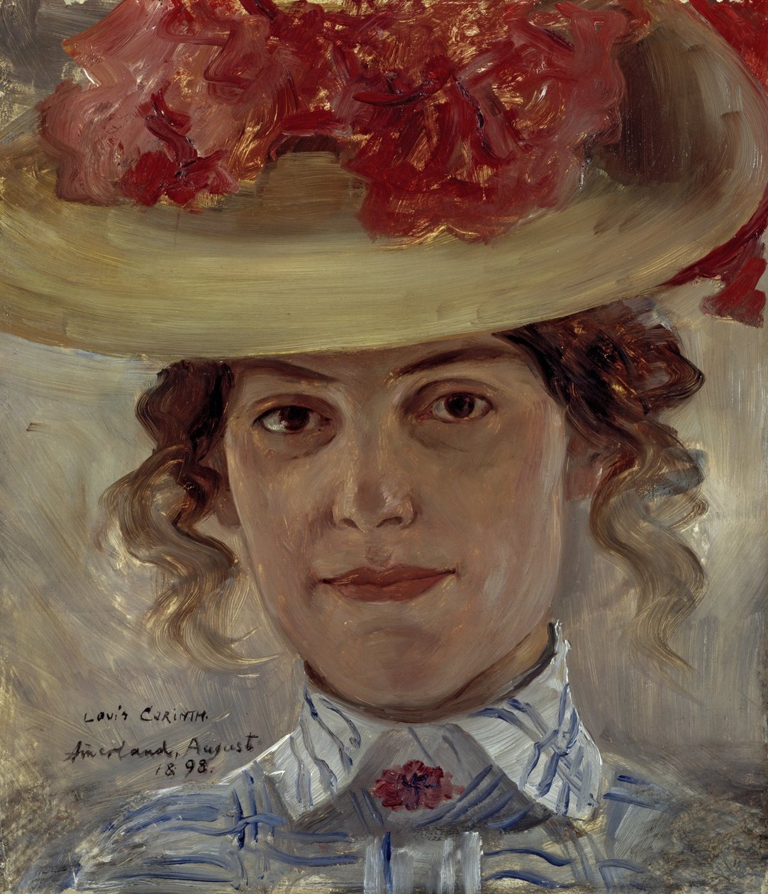 Hasır şapkalı Halbe Hanım by Lovis Corinth