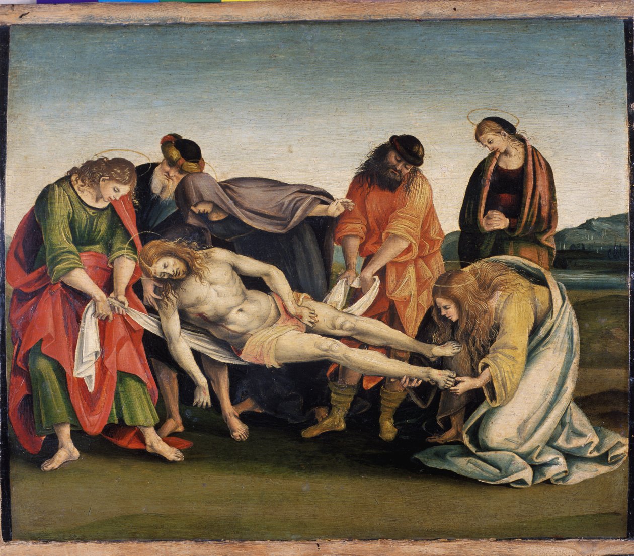 İsa mezarına taşınıyor, c.1507 (kavak ağacı üzerinde tempera) by Luca Signorelli