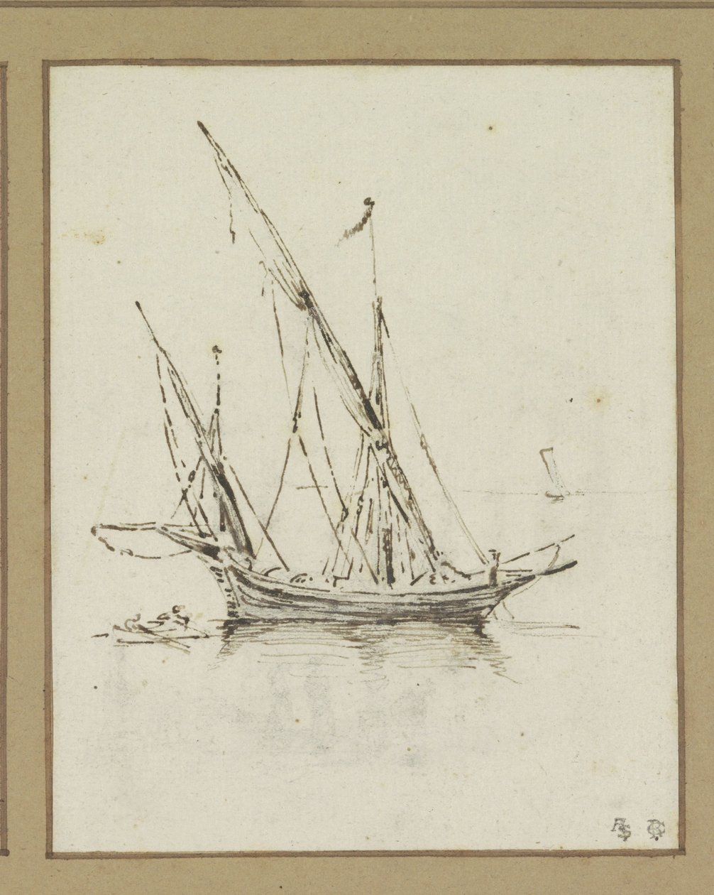 İki direkli gemi by Luca Carlevarijs (possibly)
