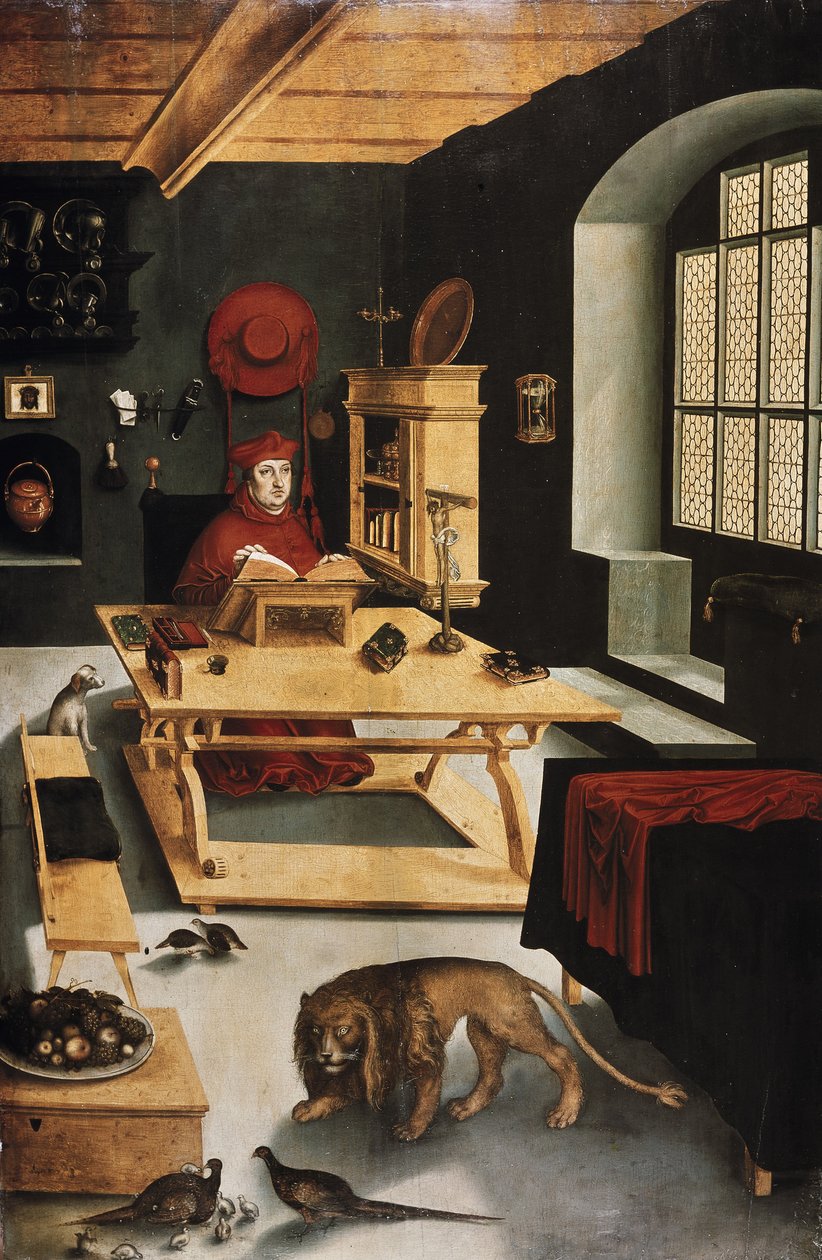Kardinal Albrecht von Brandenburg durumda Hieronymus olarak by Lucas Cranach the Elder