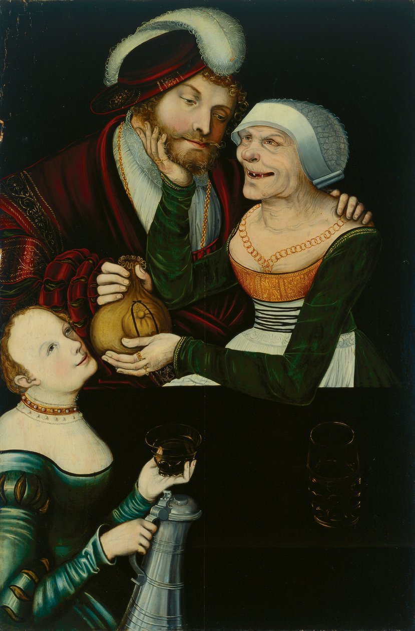 eşit olmayan çift by Lucas Cranach the Elder
