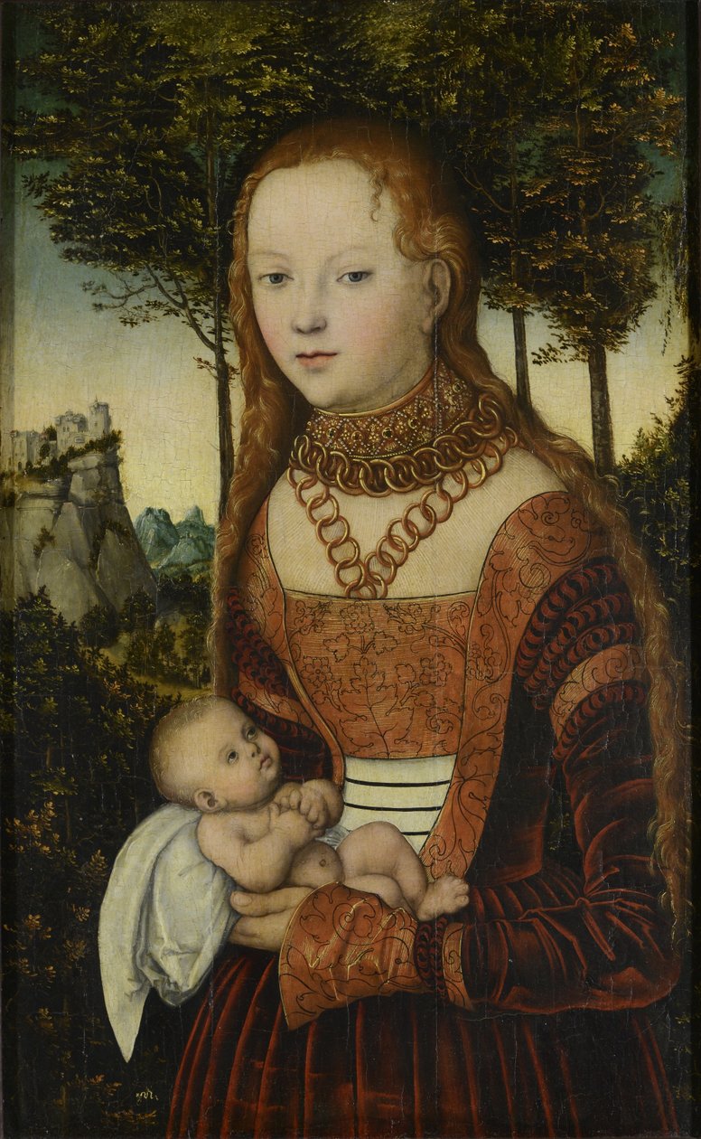 Çocuklu genç anne by Lucas Cranach the Elder