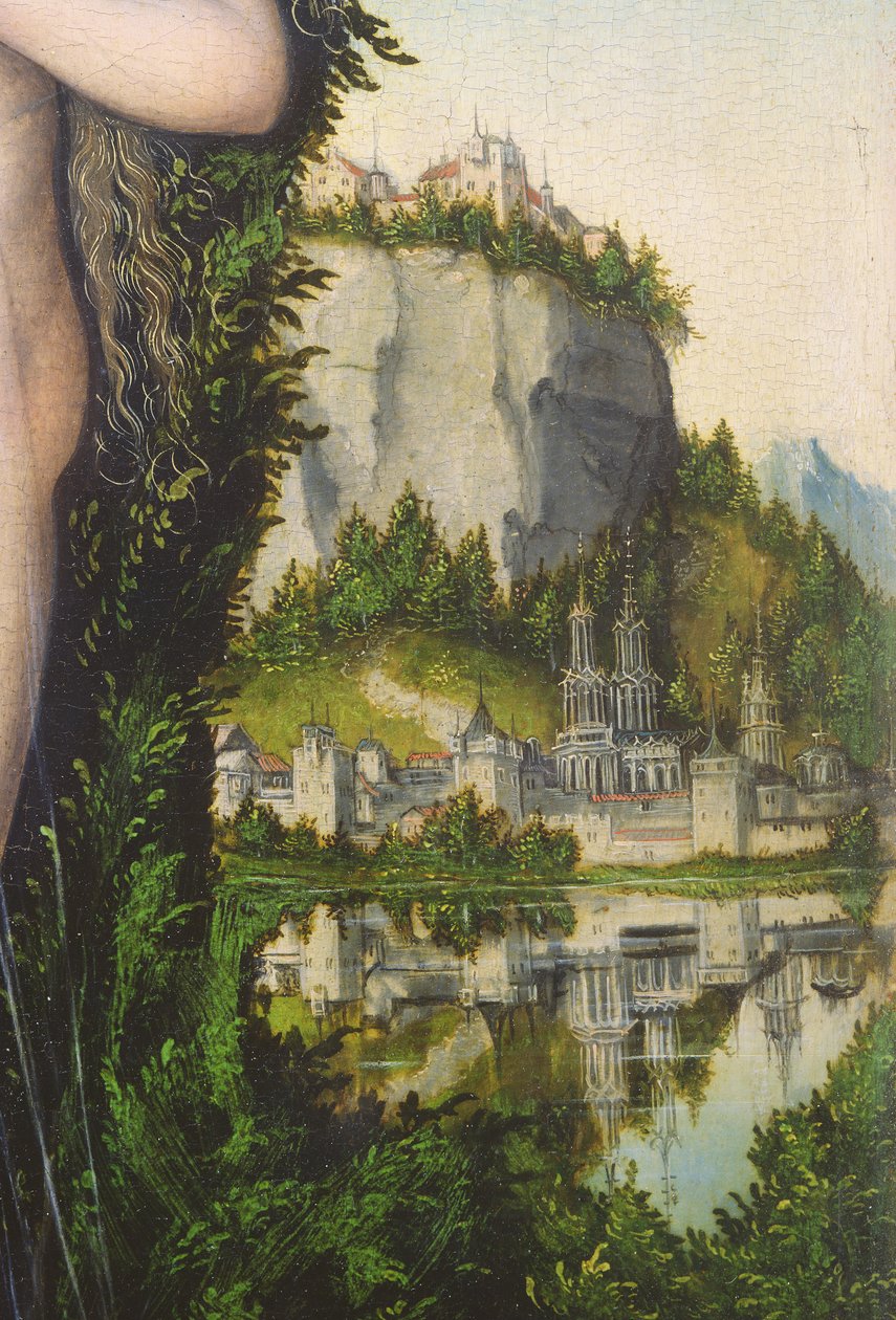 Bir manzarada duran Venüs, manzaranın detayı, 1529, by Lucas Cranach the Elder
