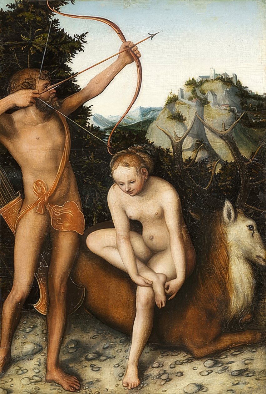 Apollon ve Diana. 1530 civarında by Lucas Cranach the Elder