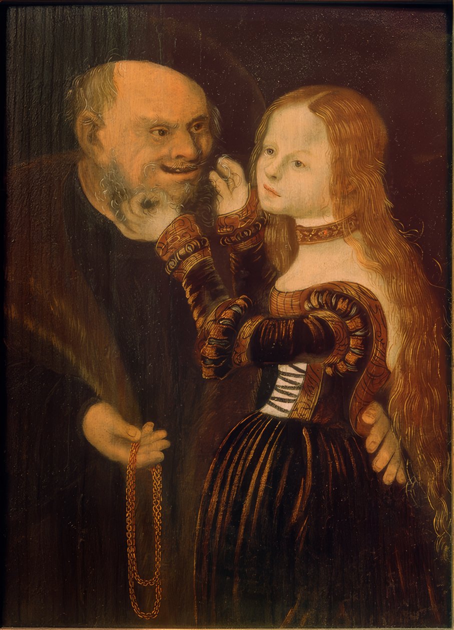 eşit olmayan çift by Lucas Cranach the Elder