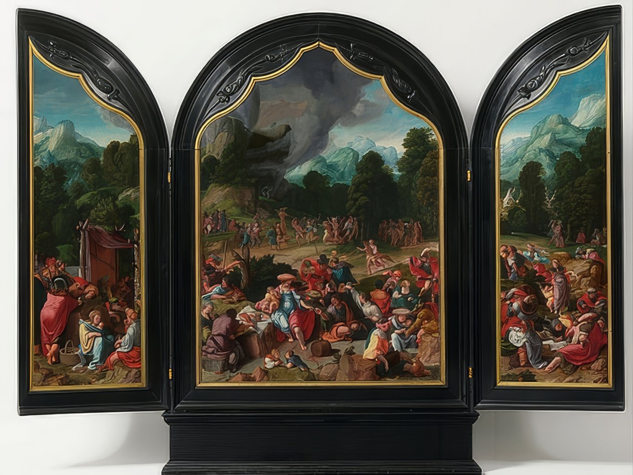 Altın buzağı hayranlığı. 1530 civarında by Lucas van Leyden