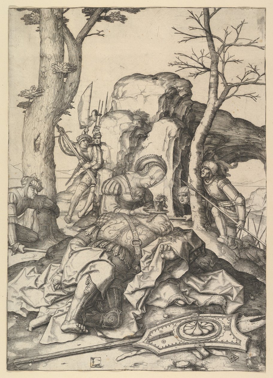 Samson ve Delilah, yak. 1507. by Lucas van Leyden