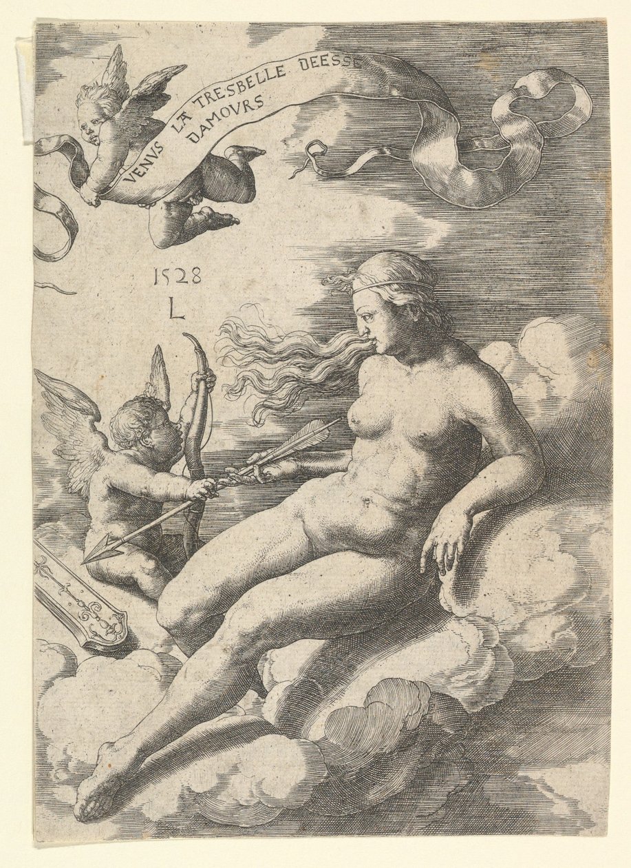 Venüs ve Aşk Tanrısı, 1528. by Lucas van Leyden