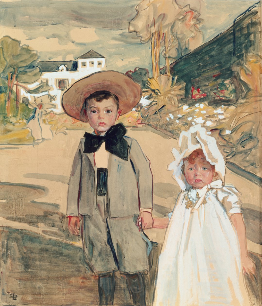 The Artists Children, c.1895 (kağıt üzerine kalem & mürekkep ve wc) by Lucien Simon