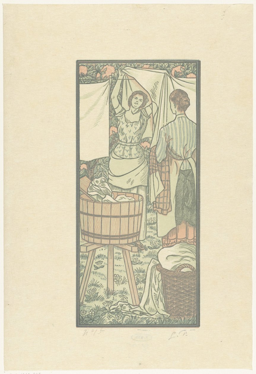 Çamaşırları asmak by Lucien Pissarro