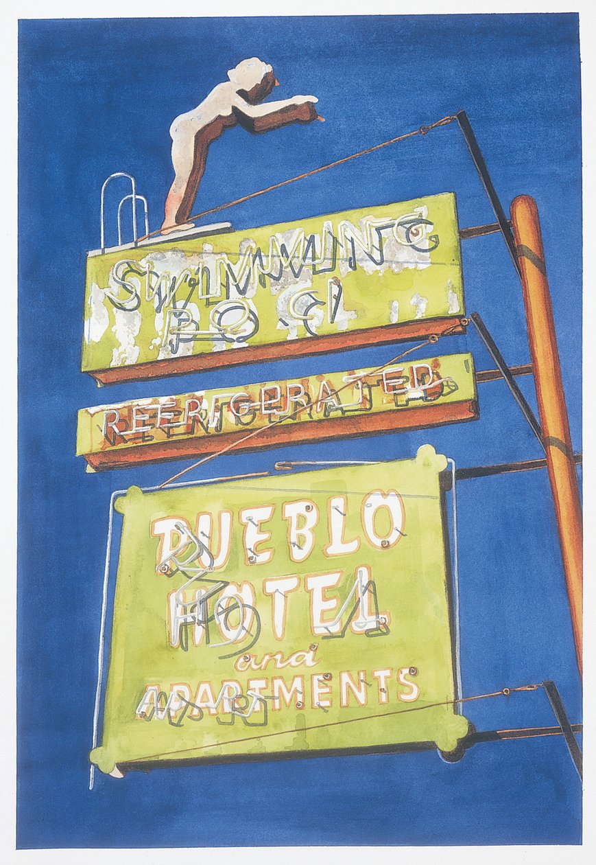 Pueblo Hotel, 2001 (kağıt üzerinde wc) by Lucy Masterman