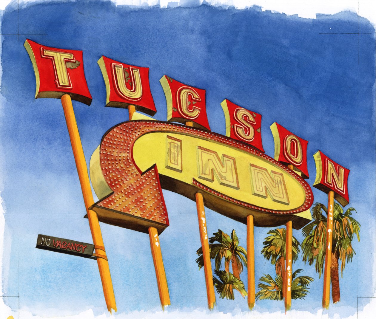 Tucson Inn, 2004 (kağıt üzerinde wc) by Lucy Masterman