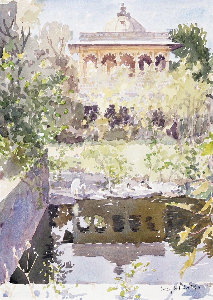 Unutulmuş Saray, Udaipur, 1999 (kağıt üzerinde wc) by Lucy Willis