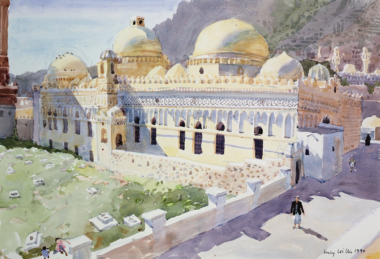 Cami, Taiz, Yemen, 1990 (kağıt üzerinde wc) by Lucy Willis