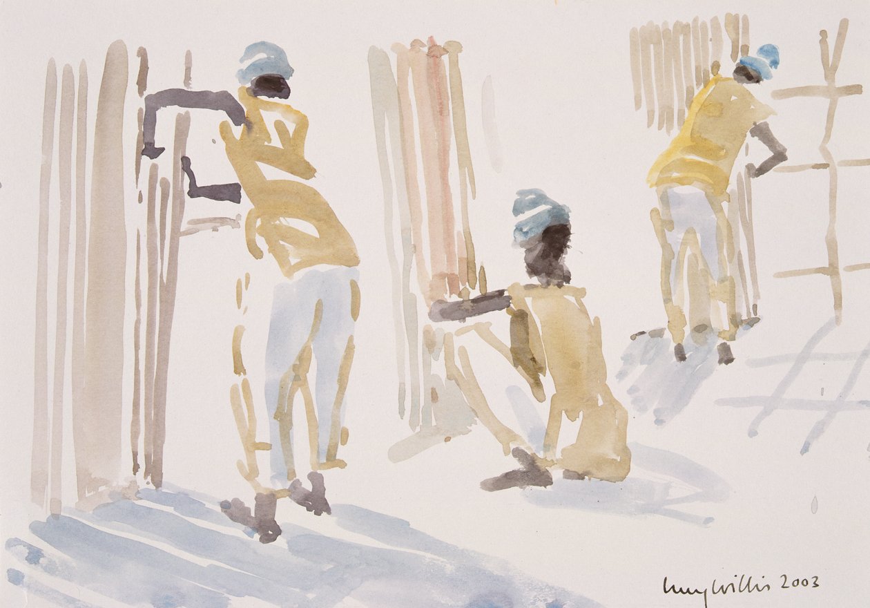 Bambu Çit, Senegal, 2003 (kağıt üzerinde wc) by Lucy Willis